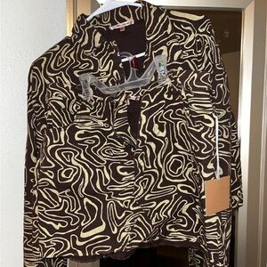 Brown and Cream Patterned Women's Top